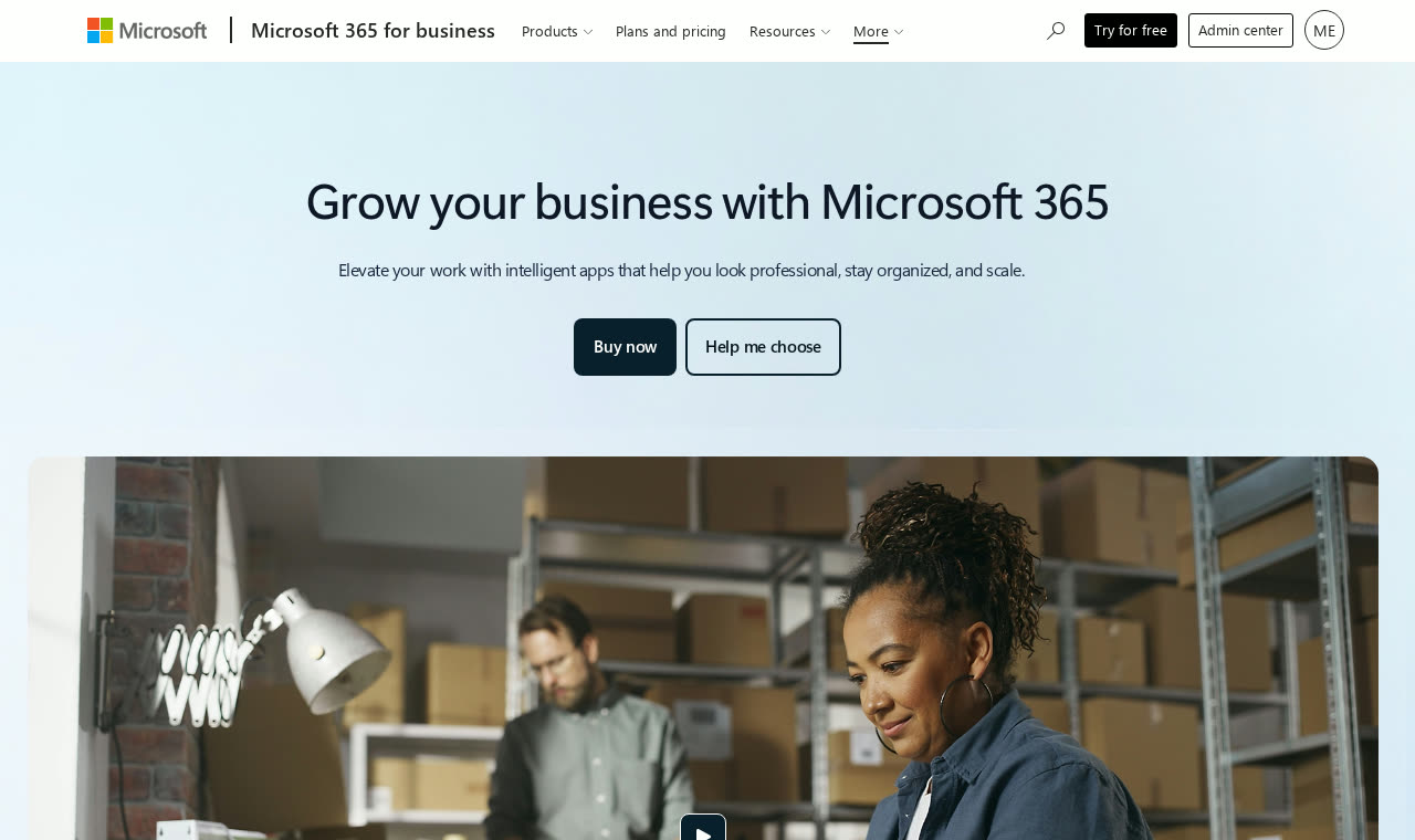 Microsoft 365 for business homepage