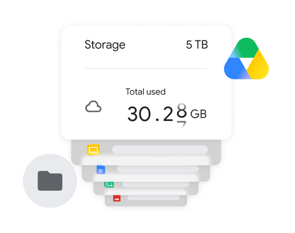 Pooled Google Drive cloud storage — from 30 GB up to 5 TB per user.