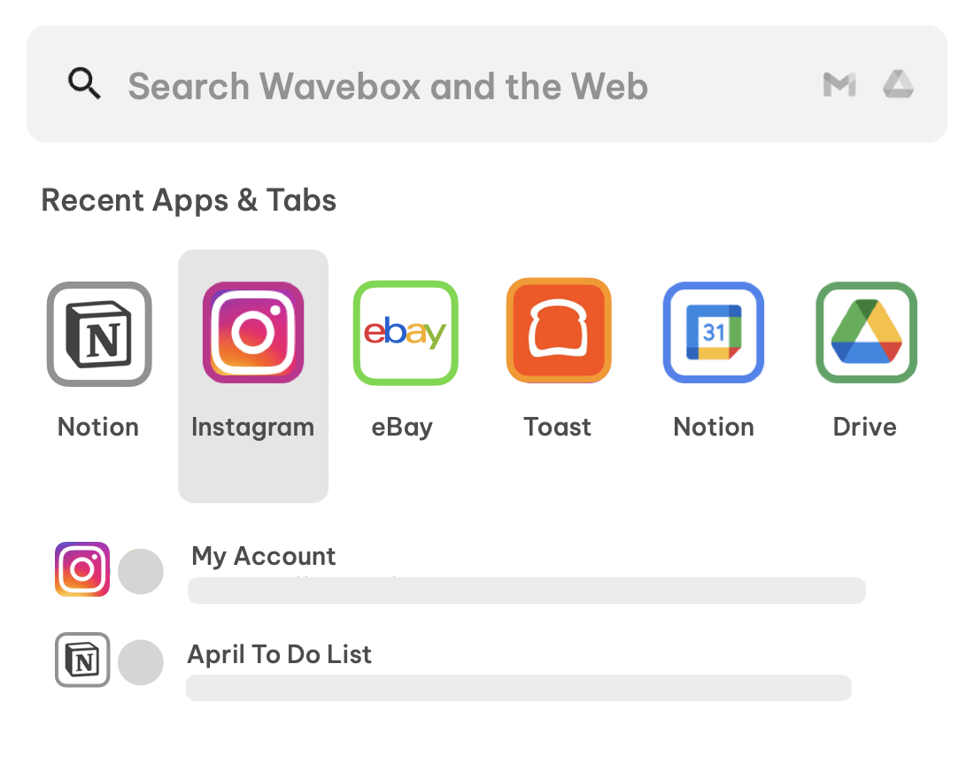 Unified search across your apps, tabs and the web