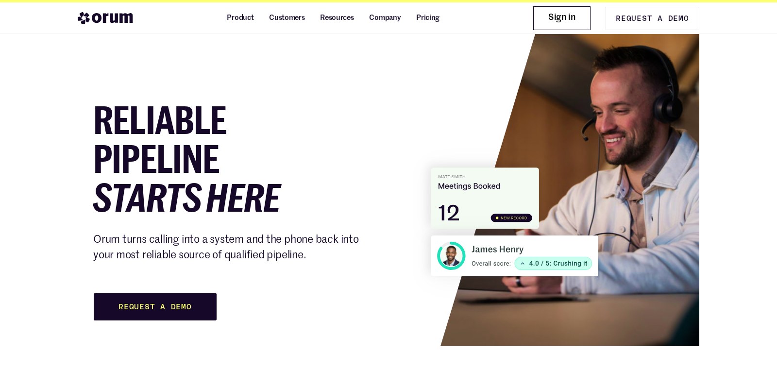 Orum homepage: reliable pipeline starts here