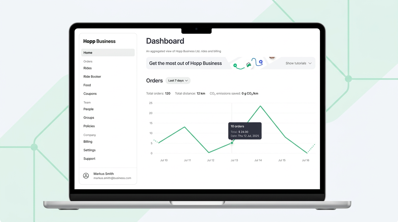 Hopp for Business — 25% off your first 20 rides offer