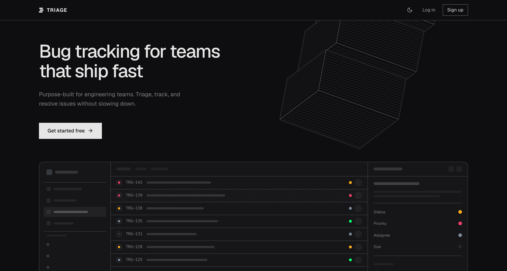 Triage bug-tracking website design