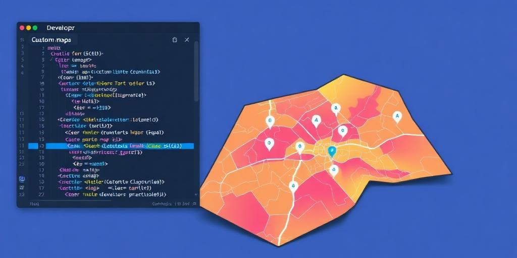 Illustration of a developer building a custom-styled map with code and data layers
